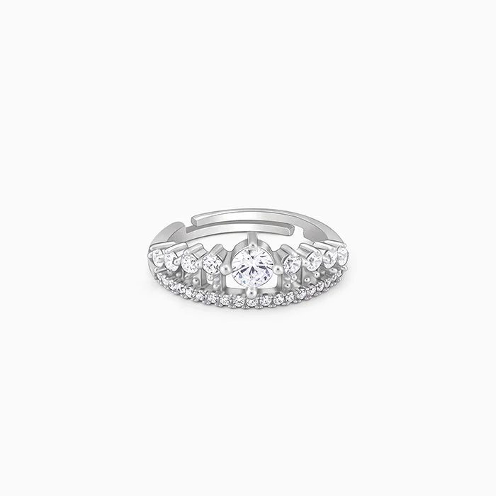 Birthstone Ring Set-Silver Queen Crown Ring