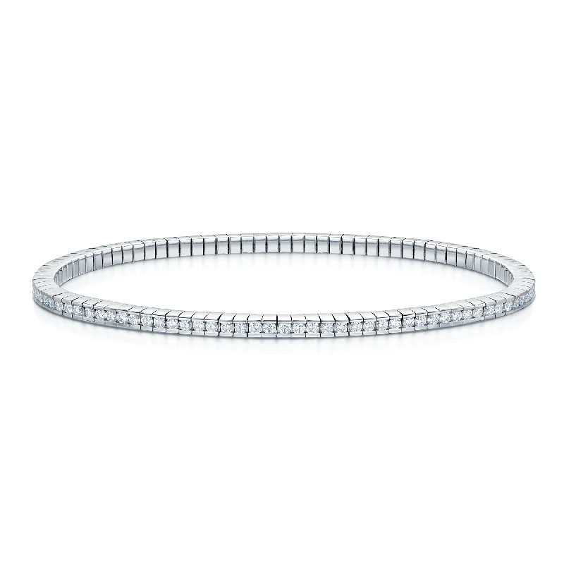 Gold Bracelets for Women-18ct White Gold Stretch Diamond Bracelet