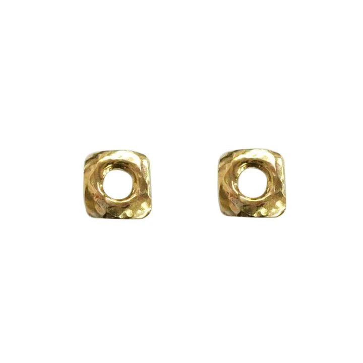 Handcrafted Sterling Earrings-Gold Vermeil Sterling Silver Square Stud Earrings