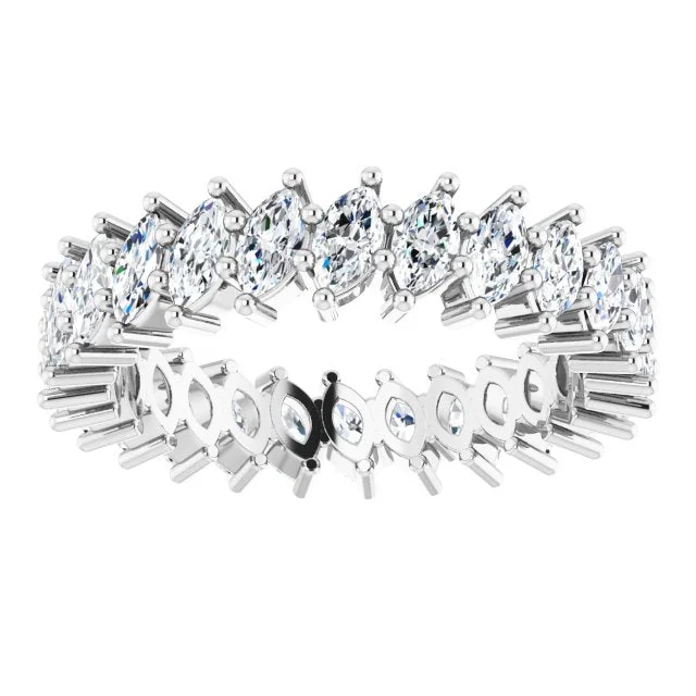 High-End Silver Ring-3.12 ct. Marquise Diamond Eternity Band