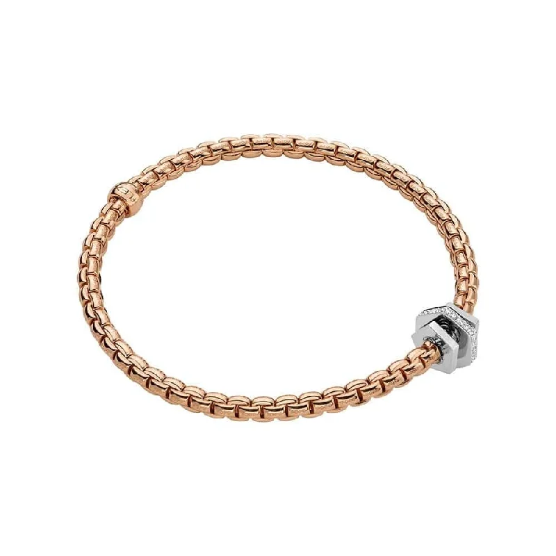 Vintage Pearl Bracelets-Eka 18ct Rose Gold Bracelet With Geometric Diamond Set Rondels