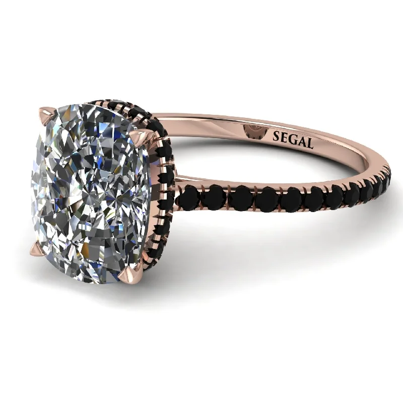 Modern Cocktail Diamond Ring-Hidden Halo Cushion Diamond Ring - Alayna No. 32