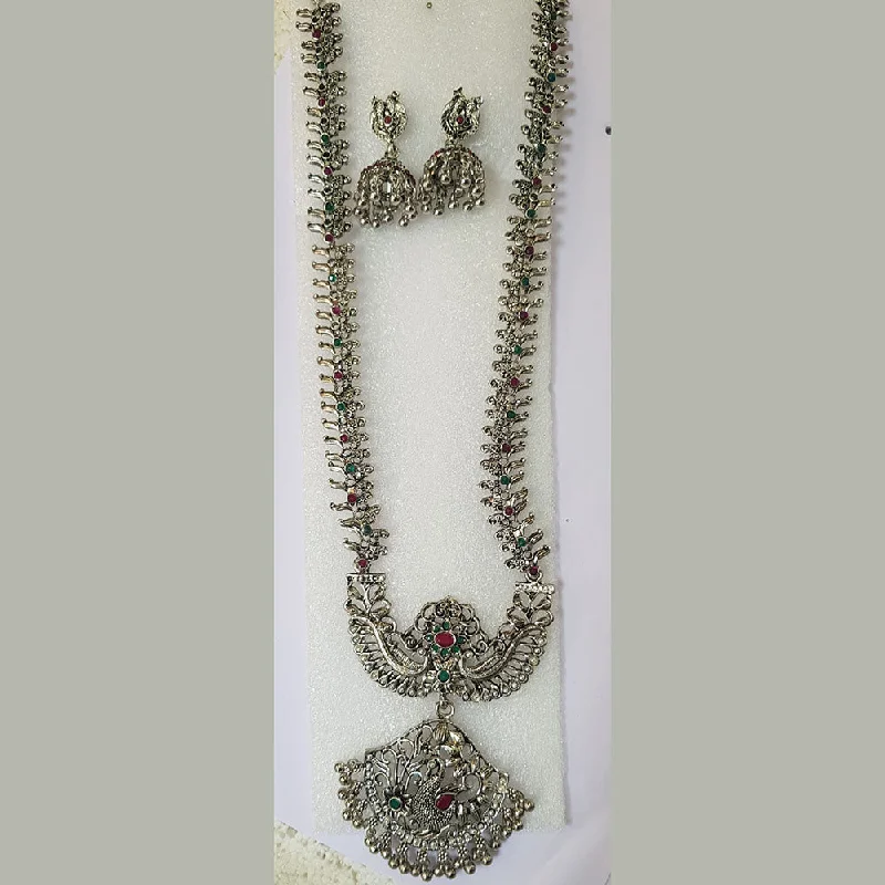 Fancy Choker Necklace-Shreeji Oxidised Plated Pota Stone Necklace Set