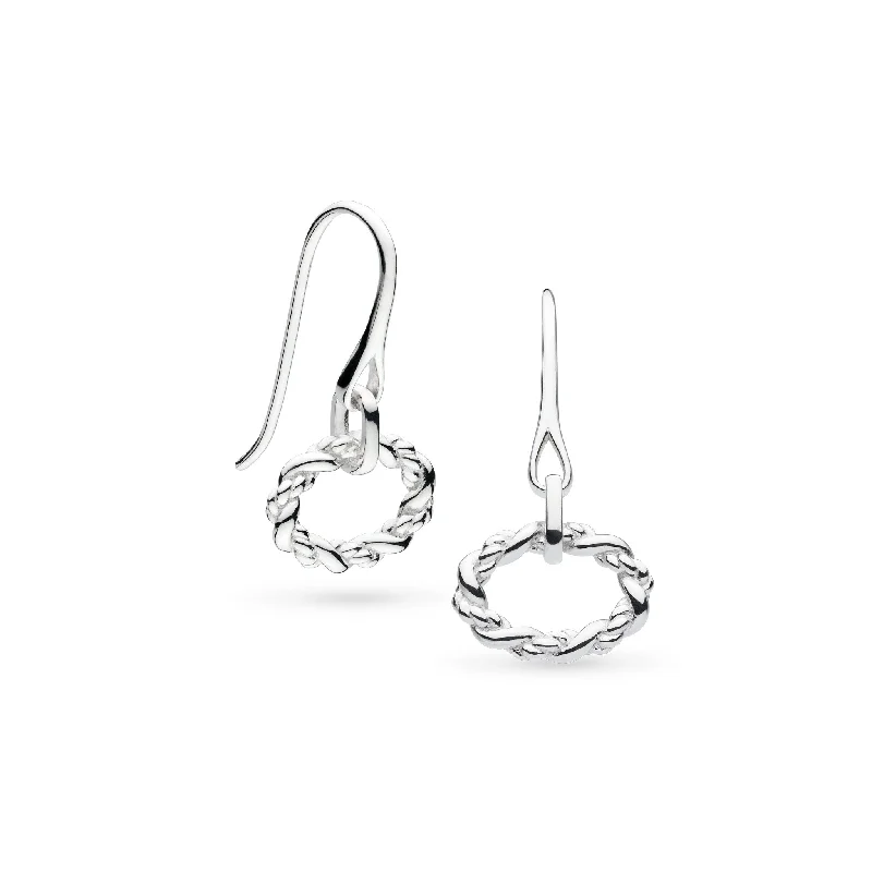 Unique Pearl Earrings-Kit Heath Sterling Silver Oval Rope Twist Drop Earrings