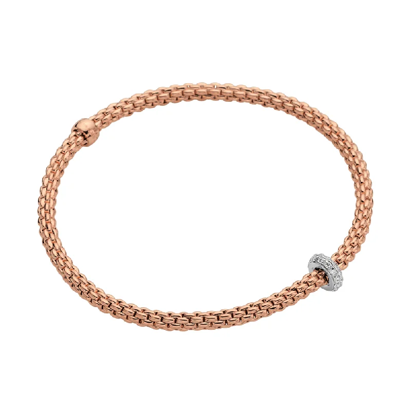 Elegant Diamond Bracelet-Prima 18ct Rose Gold Bracelet With Pave Diamond Set Rondel