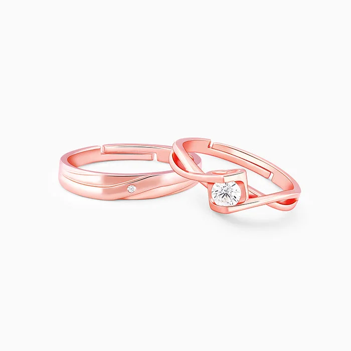 Designer Rose Gold Ring-Rose Gold Two As One Couple Rings