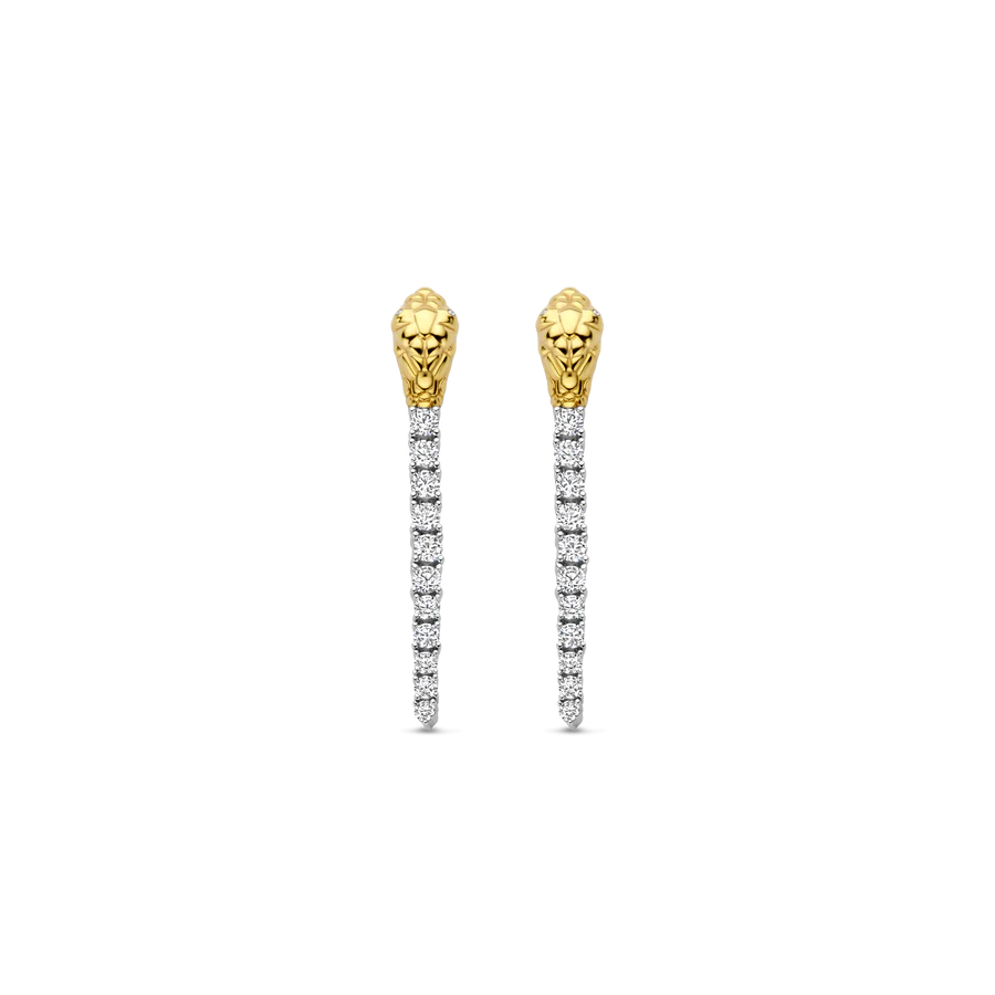 High-Quality Stud Earrings-Ti Sento Gold Silver Cubic Zirconia Snake Drop Earrings