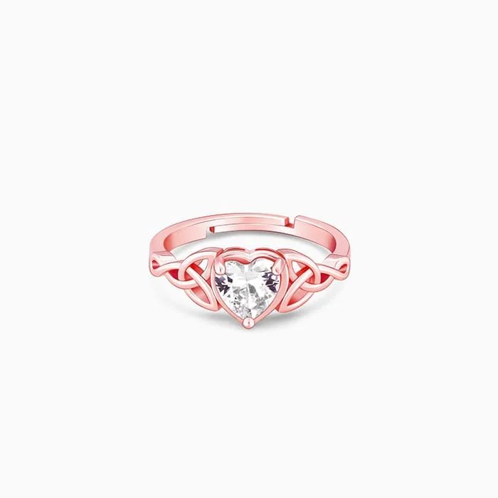 Classic Silver Wedding Band-Rose Gold I Promise My Heart Ring