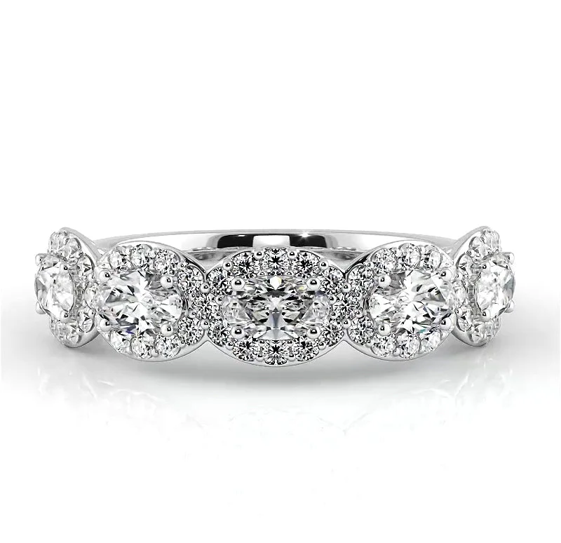 Handmade Engagement Ring-1.45 ct. Oval And Round Diamond Wedding Band