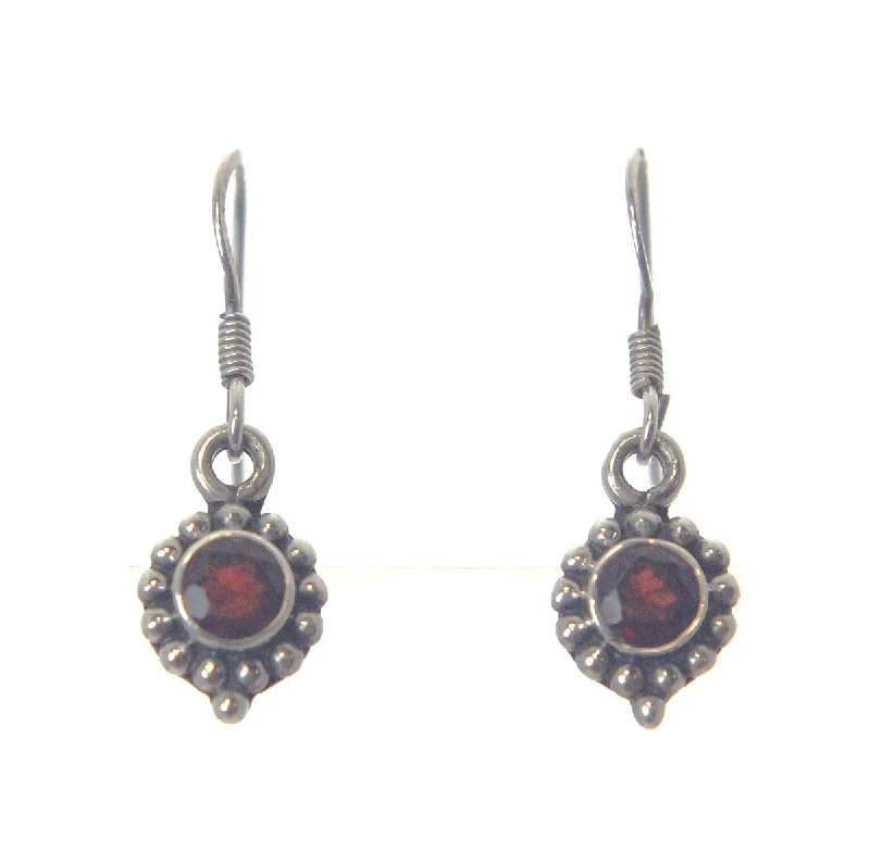 Rose Gold Stud Earrings-Garnet Drop Sterling Silver Earrings