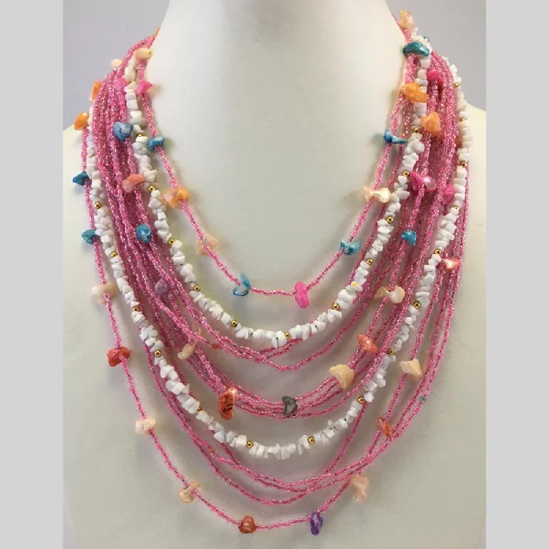 High-End Gold Necklace-Banaras Beads Multi Layer Beads Long Necklace