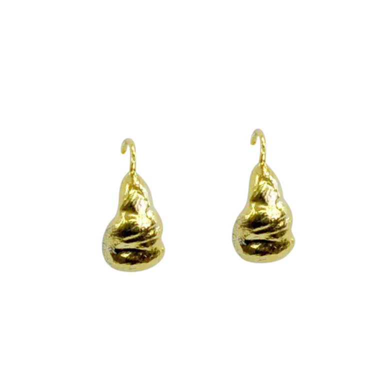 Designer Silver Earrings-Gold Vermeil Organic Nuggets Drop Earrings