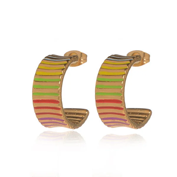 Classic Gold Earrings-Skittles Hoop