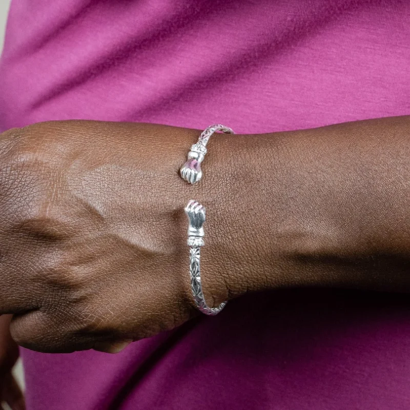 Custom-made Silver Bangles-Medium Fists Bangle with Calypso Pattern