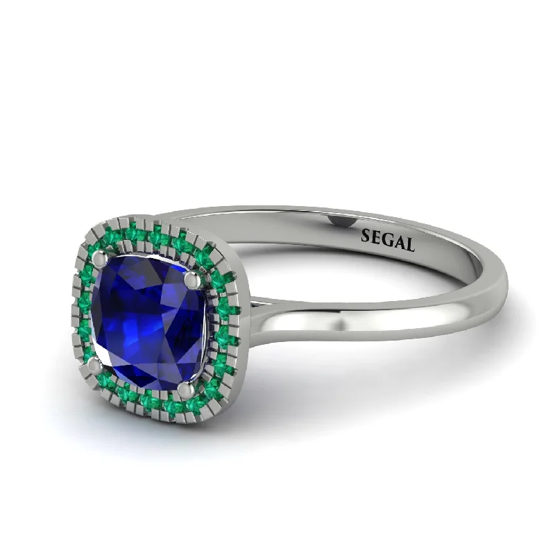 Custom Engagement Ring Set-Vintage Classic Halo Cushion Sapphire Ring - Skylar No. 30