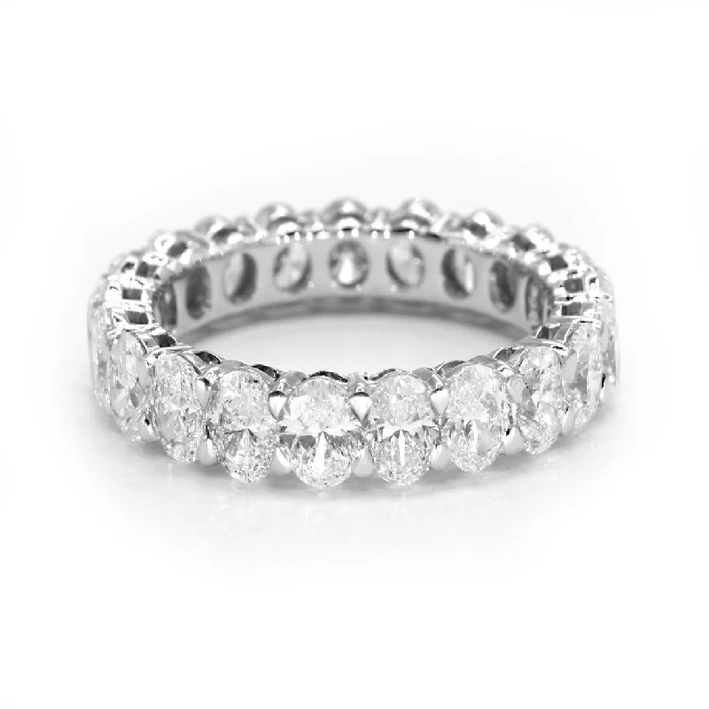 Round Diamond Ring-4.20 ct. Oval Diamond Wedding Band, Shared Prong Set Diamond Eternity Ring