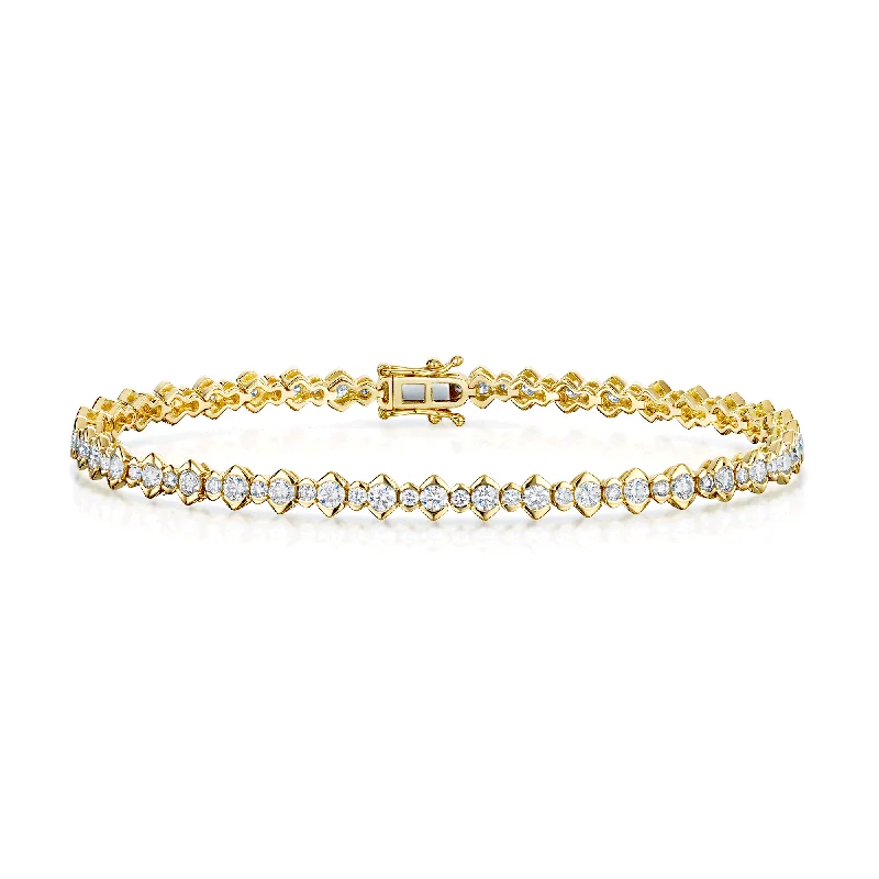 Gemstone Tennis Bracelets-18ct Yellow Gold Round Brilliant Cut Fancy Diamond Tennis Bracelet