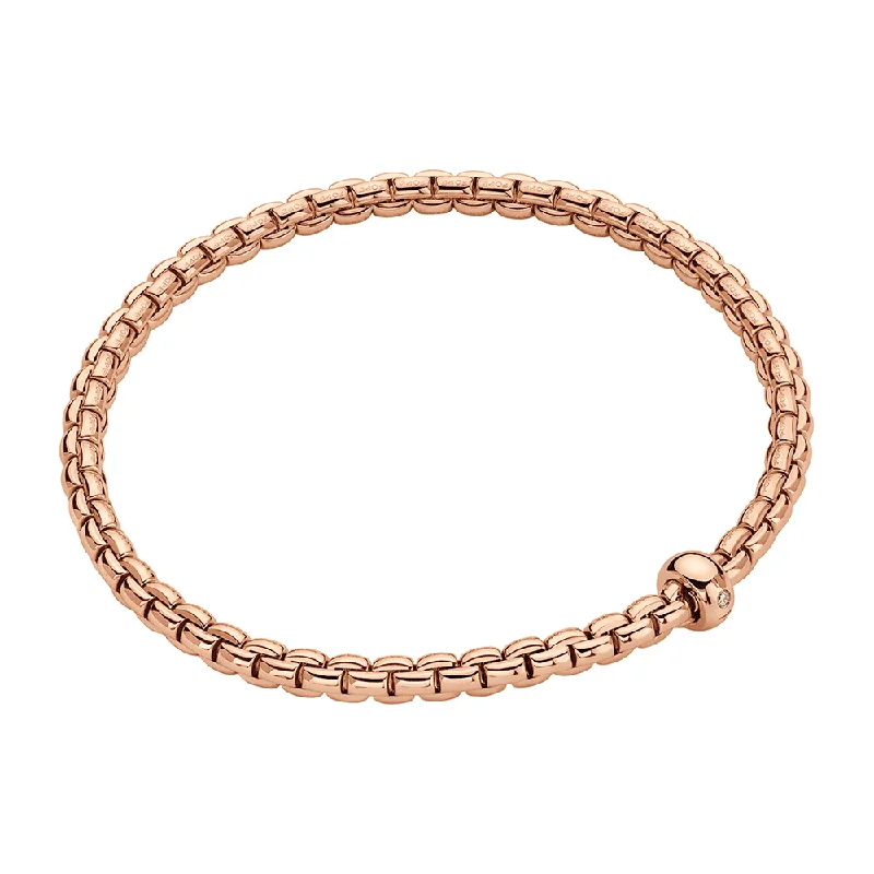 Silver Bracelet with Stones-Eka 18ct Rose Gold Bracelet Set With One Diamond