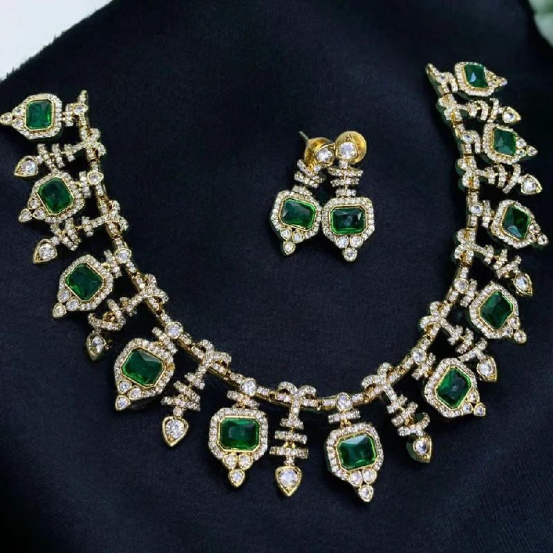 Unique Designer Necklace-Sona Creation Gold Plated Crystal Stone Necklace Set