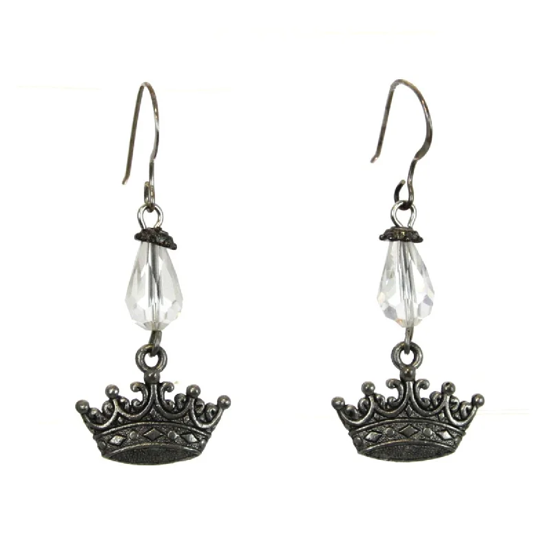 Cuff Style Earrings-Crown Earrings Pewter