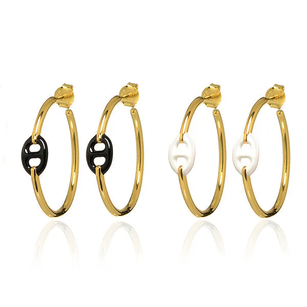 Simple Gold Earrings-Cute As A Button Hoop