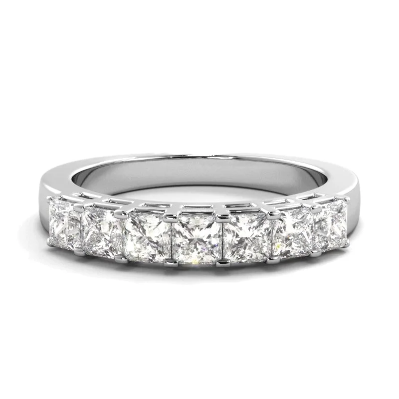 Round Diamond Ring-0.98 ct. Princess Diamond Wedding Band