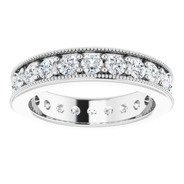 Custom Promise Ring for Him-1.76 ct. Round Diamond Eternity Band Milgrain Accent Ring