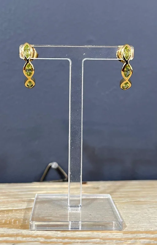 Gold and Silver Earrings-Unique & Co Yellow Gold Vermeil Peridot Stud Earrings