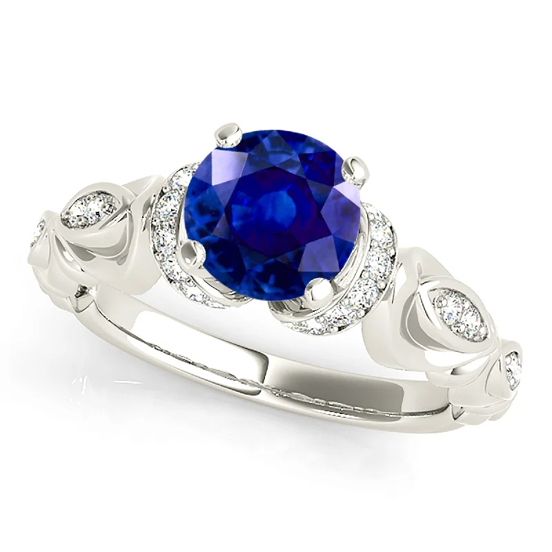 Cute Animal Rings-1.80 ct. Genuine Blue Sapphire Vintage Ring