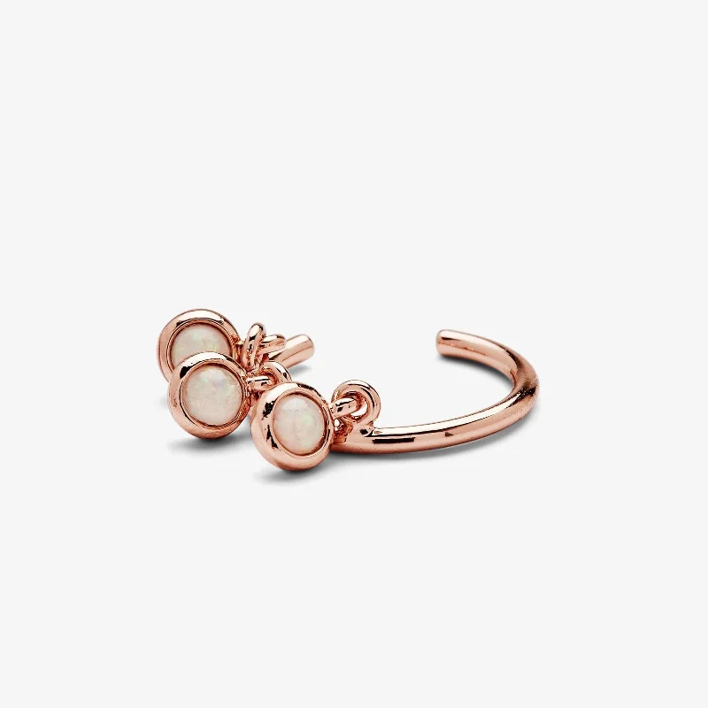 Simple Gold Hoop Earrings-Rose Gold Dangling Opals Ear Cuff