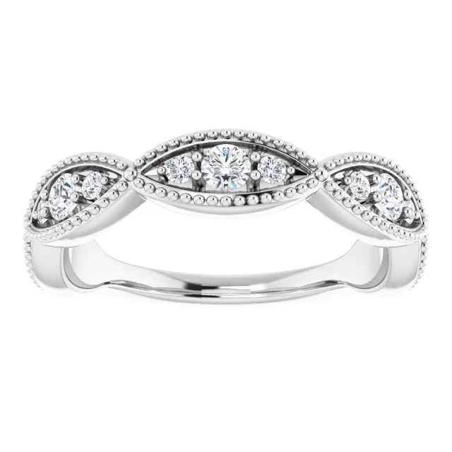 Diamond Ring for Anniversary-0.50 ct. Round Cut Diamond Wedding Band Milgrain Accent Ring