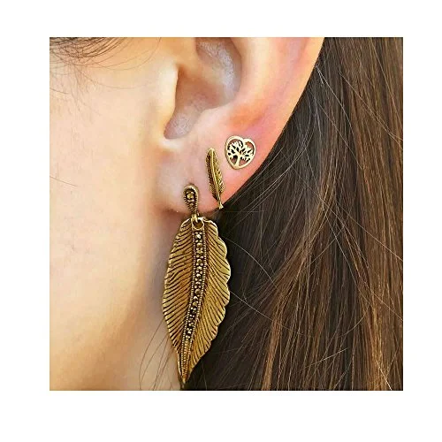 Luxe Drop Earrings-Sexy Sparkles Cuff Earrings Set Ear Crawler Earring Climber Stud Ear Wrap Pin Vine Tribal Charm Vintage Clip On Jewelry