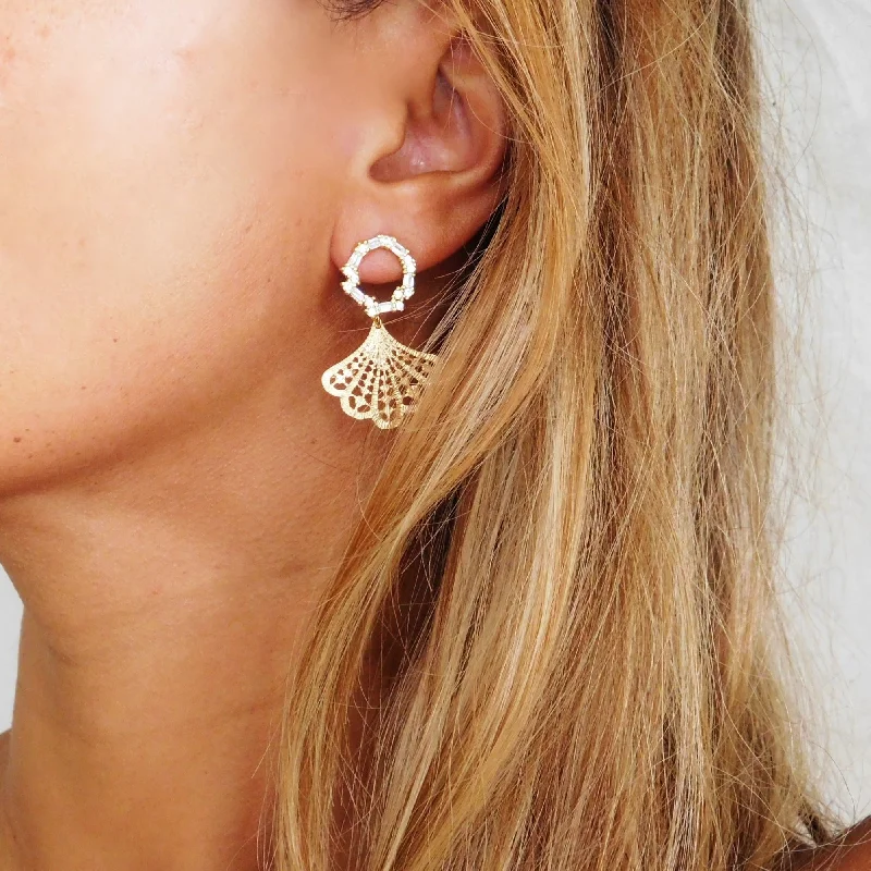 Bold Fashion Earrings-Jolie Filigree Earrings • Gold Bridal Earrings