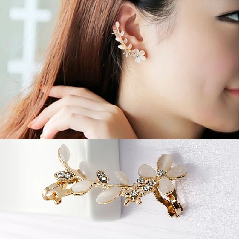 Double Drop Earrings-Ear Cuffs Clip Wrap Earrings Stud Wrap for Women And Girls Clip On The Ears