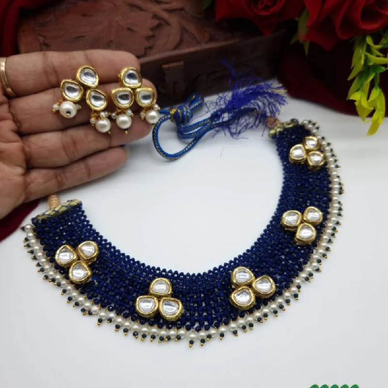 Wedding Pearl Necklace-JCM Gold Plated Kundan  Stone And Pearls Necklace Set