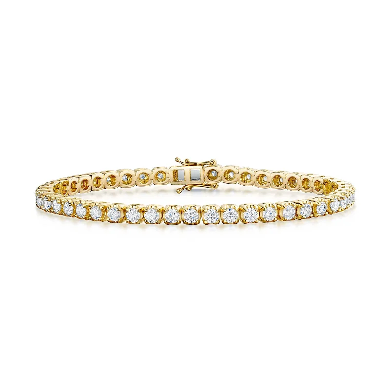 Wedding Bracelets for Brides-18ct Yellow Gold Round Brilliant Cut Diamond Line Bracelet