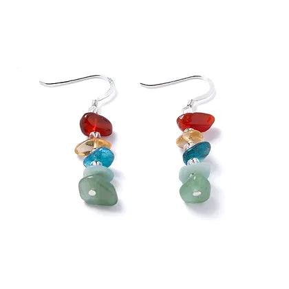 Rose Gold Chain Earrings-Carrie Elspeth Multicolour Semi-Precious Gems Drop Earrings