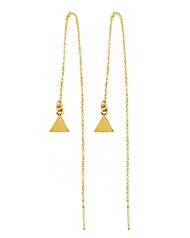 Round Gold Earrings-Triangle Threader Earrings