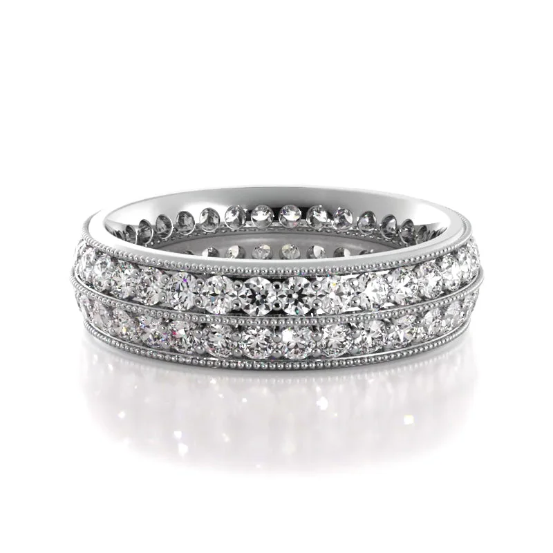 Romantic Heart Ring-1.54 ct. Round Diamond Milgrain Accent Wedding Band