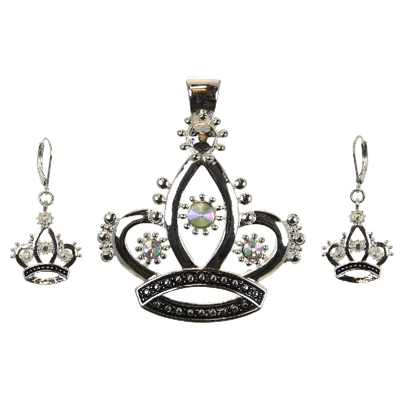 Bridal Earrings Set-Crown Pendant & Earrings Set