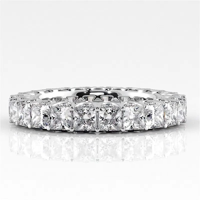 Classic Gemstone Wedding Band-3.76 ct. Princess And Round Diamond Eternity Band