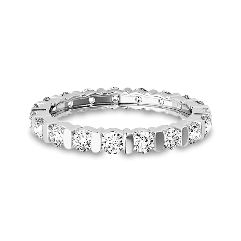 Custom Silver Ring-Bar Set 1.30 ct. Round Diamond Eternity Band