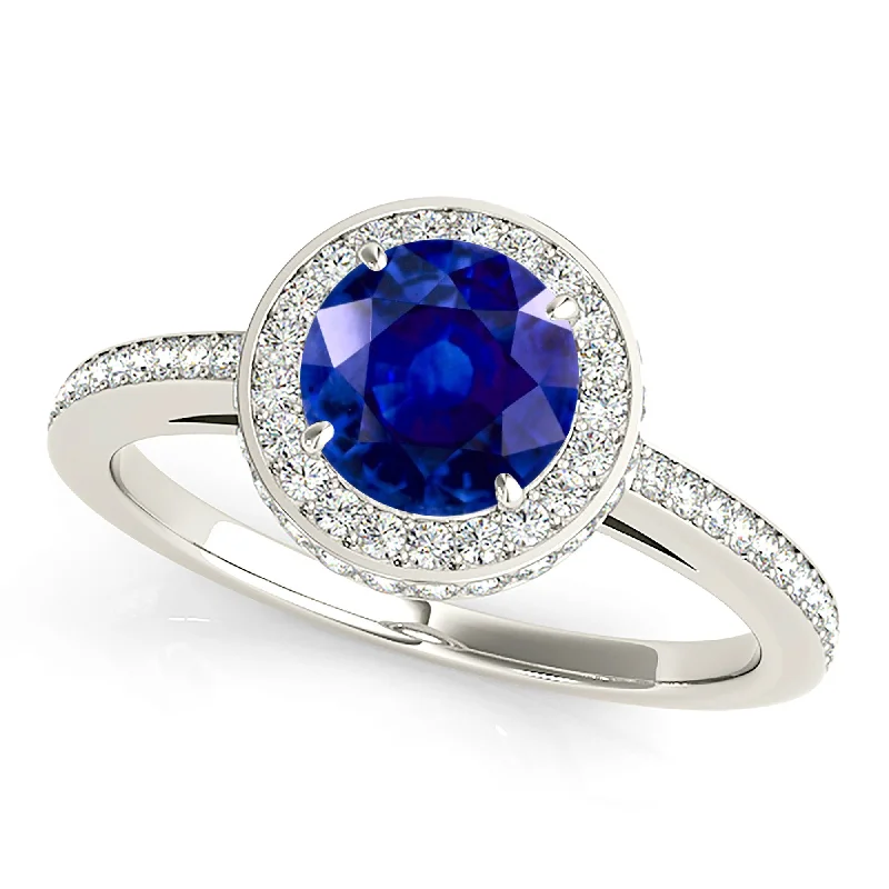 Modern Cocktail Diamond Ring-2.40 ct. Genuine Blue Sapphire Halo Ring