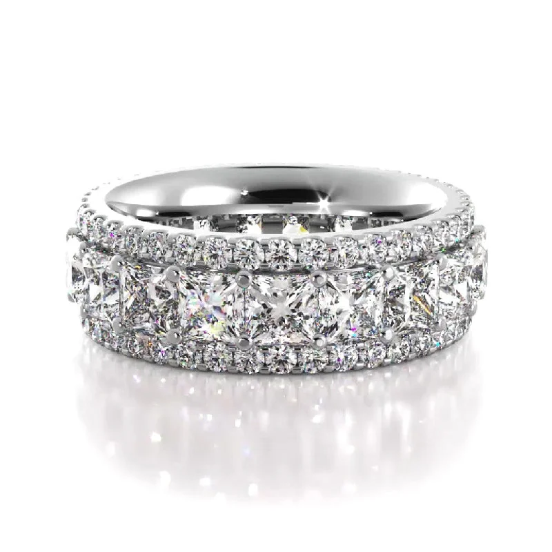 Fashion Diamond Ring-3.23 ct Princess And Round Diamond Eternity Wedding Band