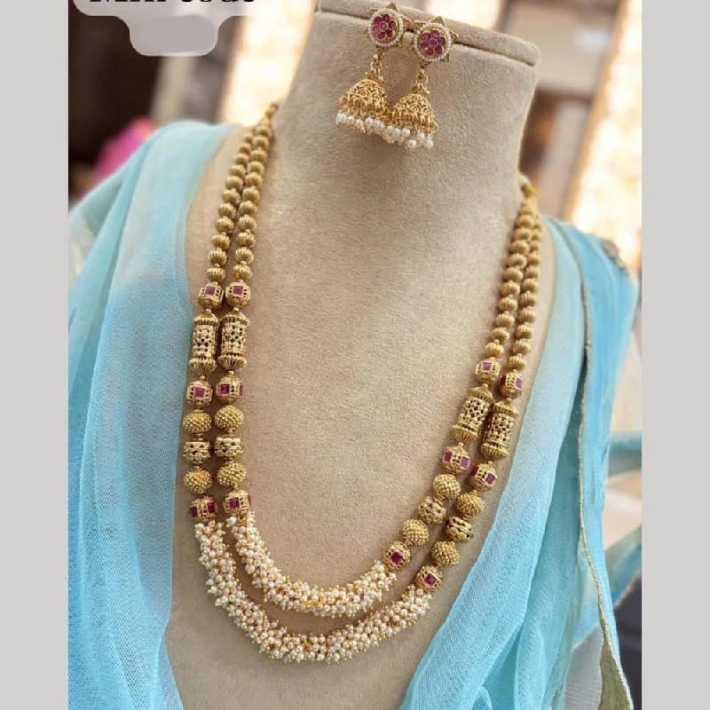 Rose Gold Pendant Necklace-Jewel Addiction Gold Plated Pota Stone And Pearls Long Necklace Set