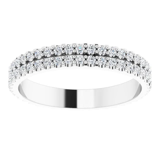 Unique Men's Ring-0.84 ct. Round Diamond Double Row Eternity Band