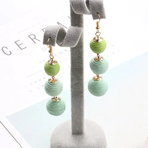 Handcrafted Sterling Earrings-Sexy Sparkles Bon Bon Thread Ball Dangle Earrings Lantern Ball Fashion Earrings