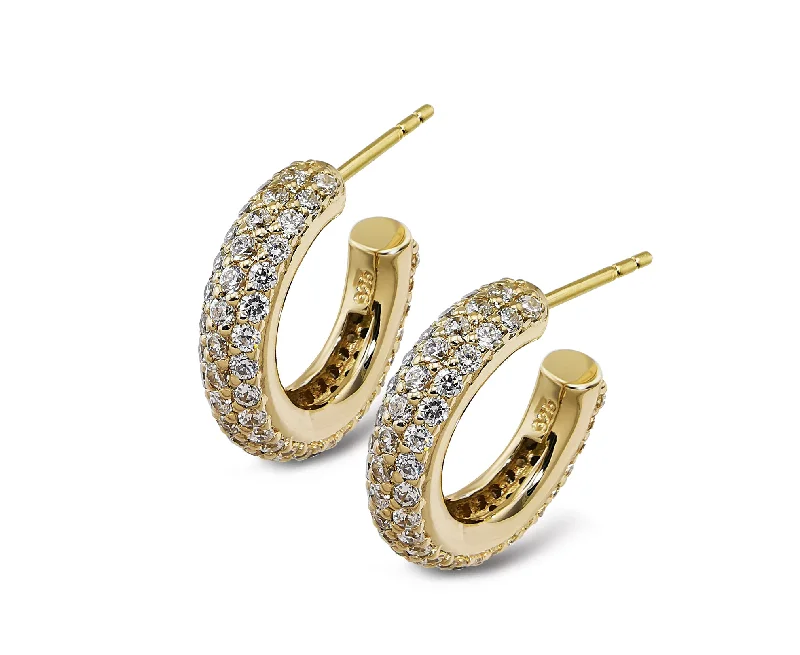 Chic Statement Earrings-Unique & Co Gold Cubic Zirconia Stud Earrings