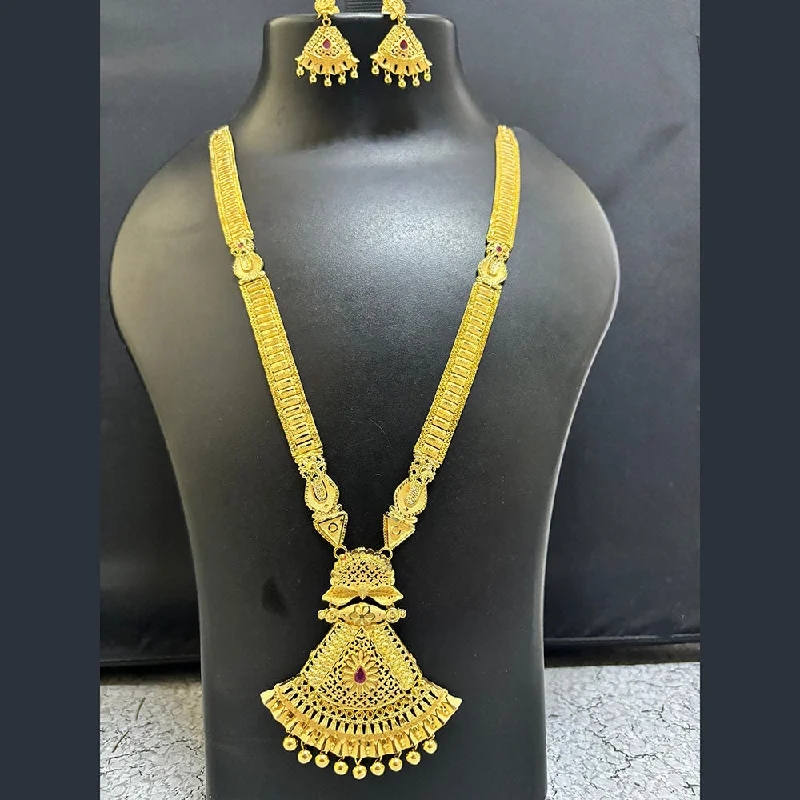 Gold Pendant Necklace-Pari Art Jewellery Forming Long Necklace Set