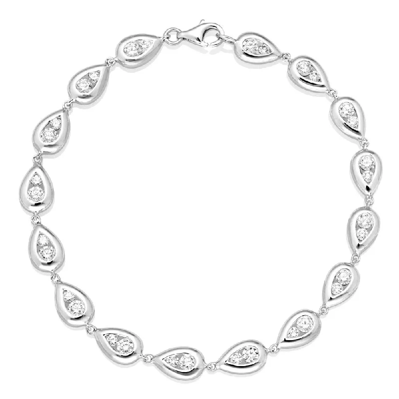 Stylish Bangles Bracelets-18ct White Gold Raindrops Diamond Bracelet